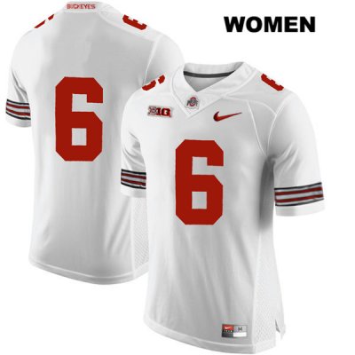 Women's NCAA Ohio State Buckeyes Kory Curtis #6 College Stitched No Name Authentic Nike White Football Jersey IZ20K54EZ